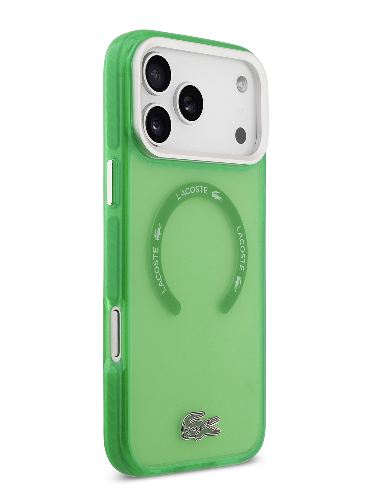Чехол Lacoste для iPhone 17 Pro Max ShockProof Lacquer Metal logo Hard Frosted Green (MagSafe)