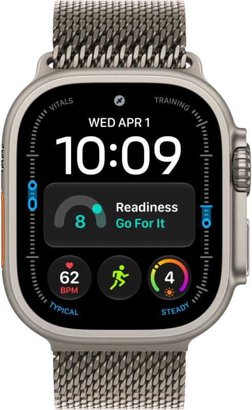 Apple Watch Ultra 4 GPS, 49 мм, корпус из бежевого титана, ремешок Milanese цвета Natural