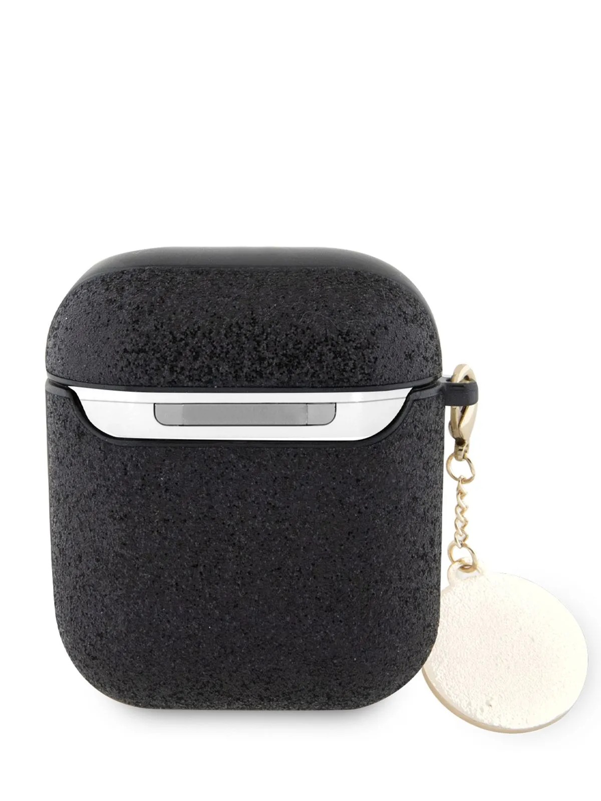Чехол Guess для Airpods 2 Fixed Glitters with Heart Diamond charm, чёрный