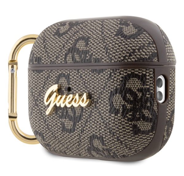 Чехол Guess для Airpods Pro 2 PU leather 4G with metal logo and carabin Brown