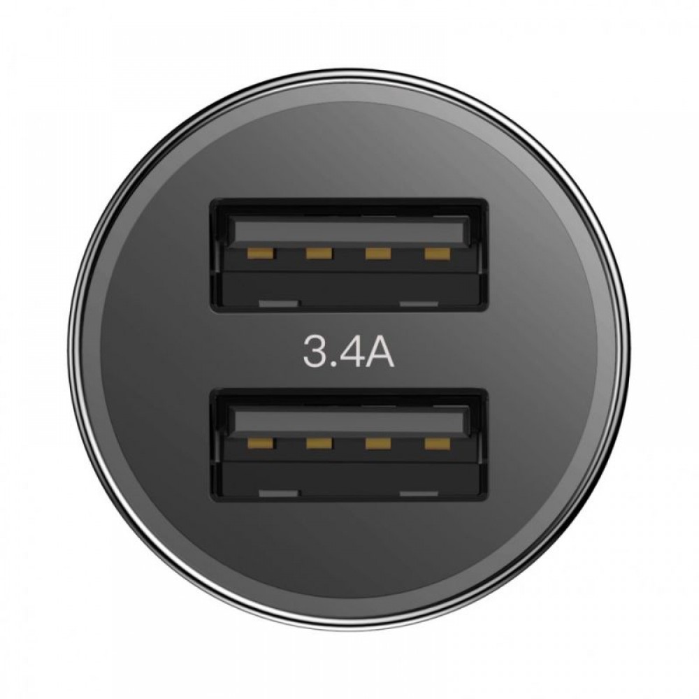 Автомобильное зарядное устройство Baseus Small Screw 2 USB-A, 24W, черный