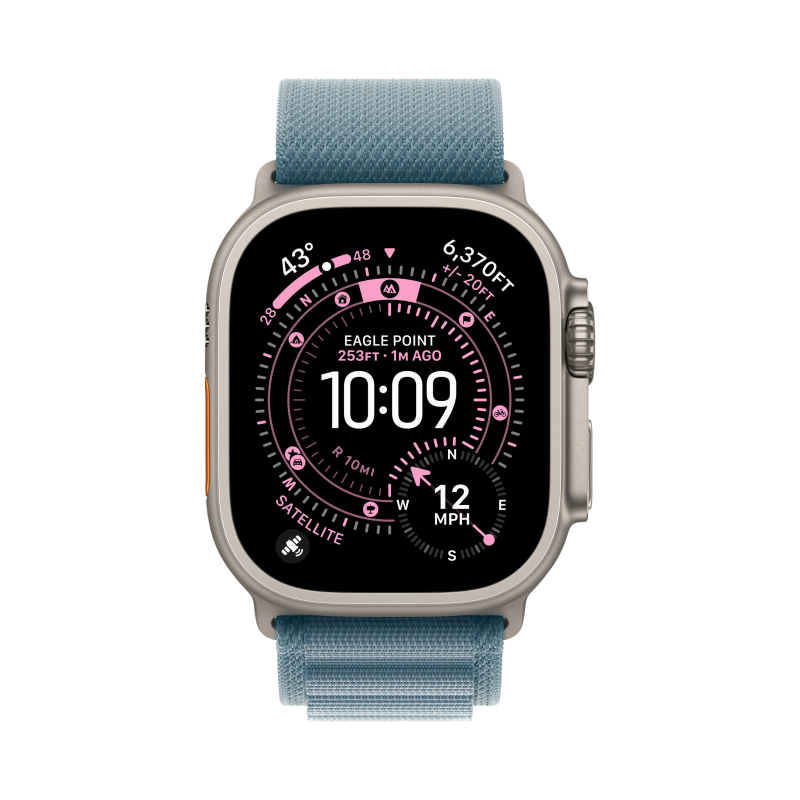 Apple Watch Ultra 3 GPS, 49 мм, корпус из бежевого титана, ремешок Alpine Loop цвета Light Blue M (MEWM4)