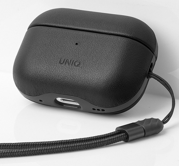 Чехол Uniq Terra Genuine Leather with handstrap Black для AirPods Pro 2
