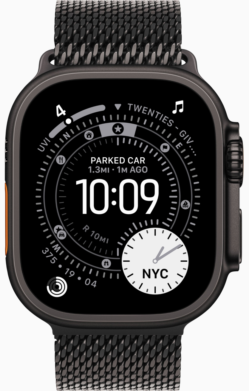 Apple Watch Ultra 3 GPS, 49 мм, корпус из черного титана, ремешок Milanese цвета Black S (MF1N4)