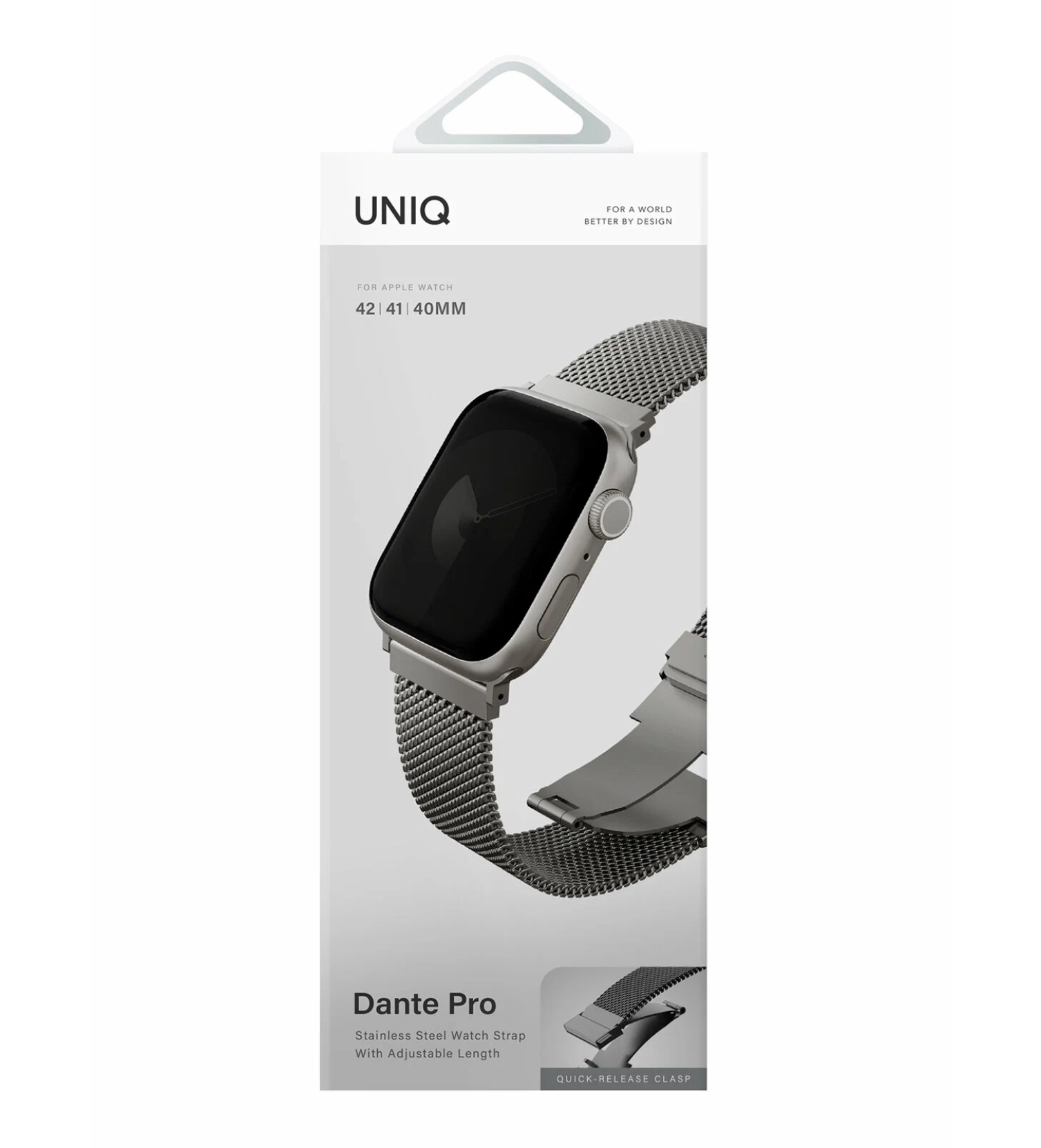 Ремешок Uniq Dante PRO Strap Mesh Steel Titanium Silver для Apple Watch 42/41/40 mm
