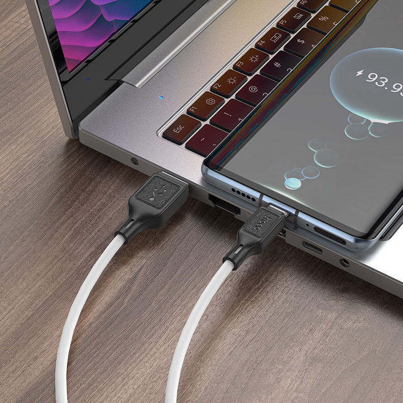 Кабель Hoco X90 Silicone Charging Data Cable USB-A->Type-C, белый