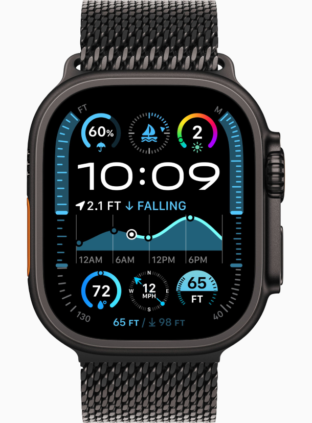 Apple Watch Ultra 2 (2024) GPS, 49 мм, корпус из черного титана, ремешок Milanese черного цвета (MX5U3) M