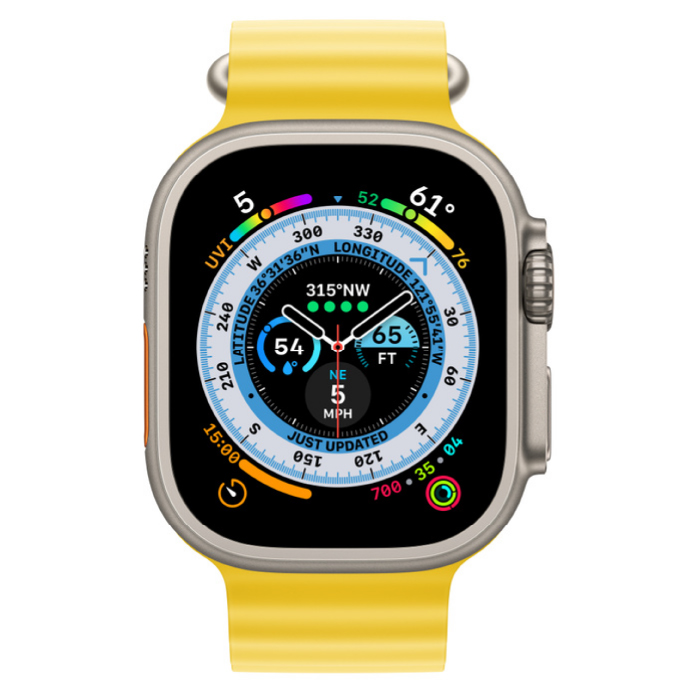 Apple Watch Ultra, 49 мм, корпус из титана, ремешок Ocean желтого цвета (FNH93) - CPO