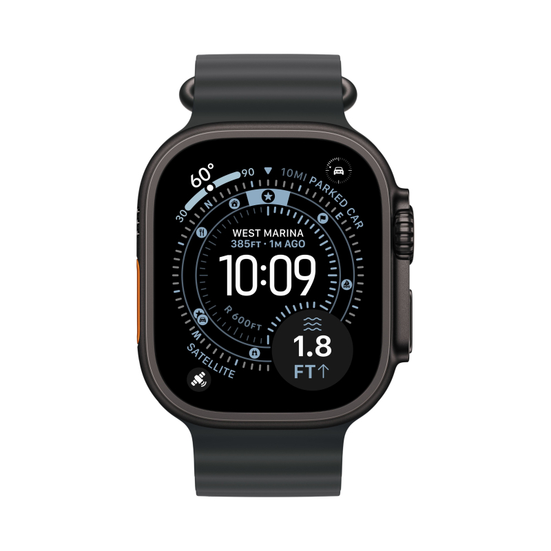 Apple Watch Ultra 3 GPS, 49 мм, корпус из черного титана, ремешок Ocean цвета Black (MF0J4)