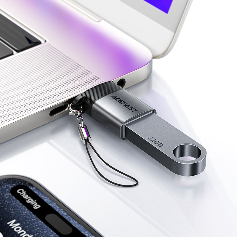 Адаптер-переходник ACEFAST J7 USB-A to USB-C Adapter Metal gray