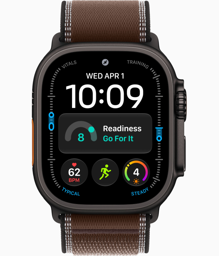 Apple Watch Ultra 4 GPS, 49 мм, корпус из черного титана, ремешок Trail Loop цвета Dark Umber
