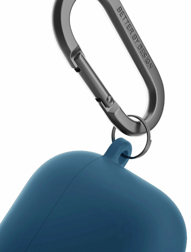 Чехол Uniq для Airpods 4 NEXO Liquid silicone +carabin +Sports ear hooks Pacific Blue