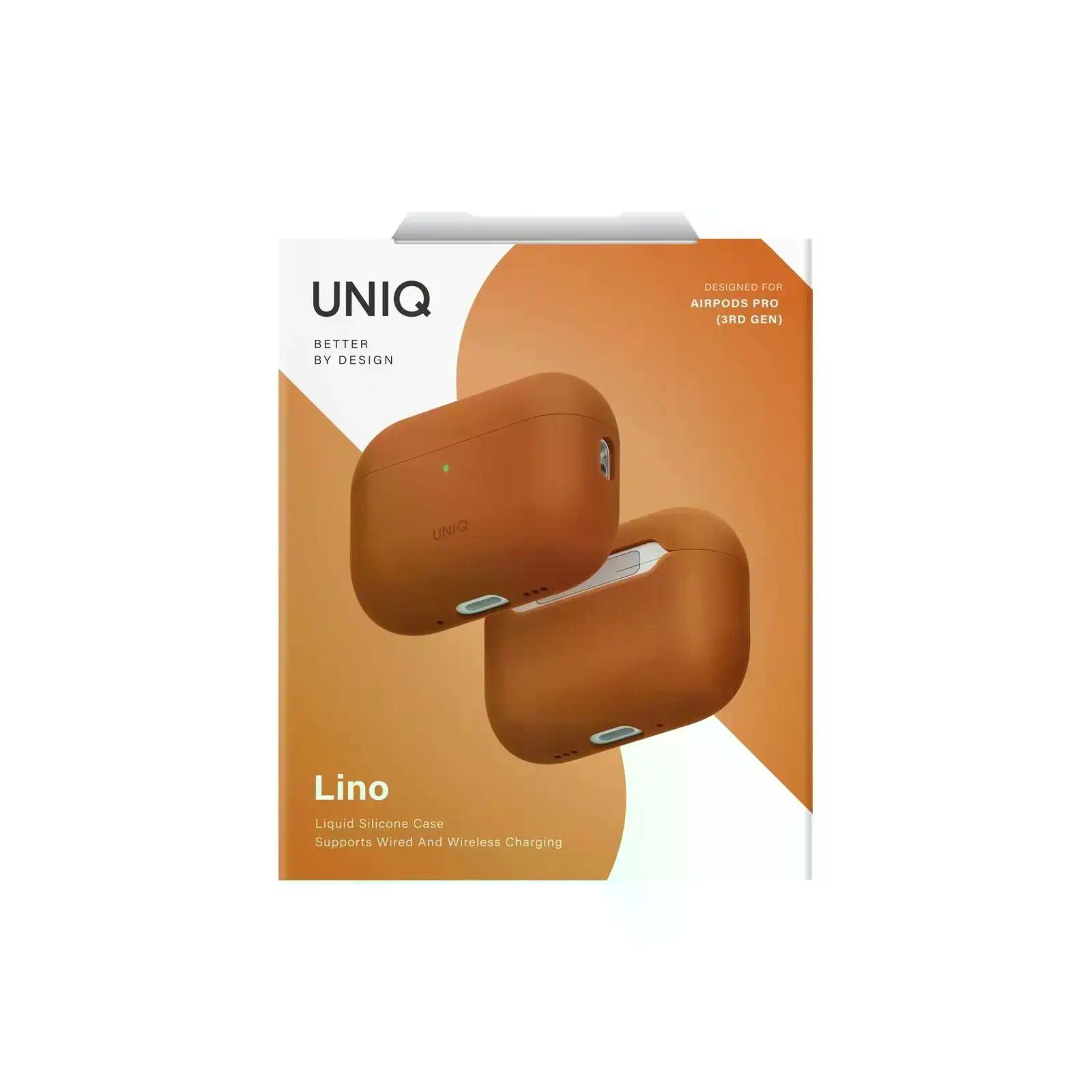 Чехол Uniq для Airpods Pro 3 LINO Liquid silicone with handstrap Sunset Orange