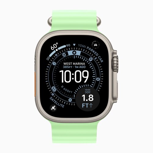 Apple Watch Ultra 3 GPS, 49 мм, корпус из бежевого титана, ремешок Ocean цвета Neon Green (MF1V4)