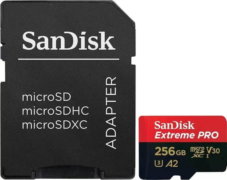 Карта памяти MicroSDXC 256GB SanDisk Class 10 Extreme Pro A2 V30 UHS-I U3 (200 Mb/s) + SD адаптер
