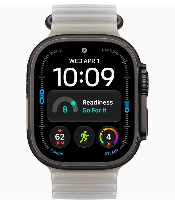 Apple Watch Ultra 4 GPS, 49 мм, корпус из черного титана, ремешок Ocean цвета Translucent Gray