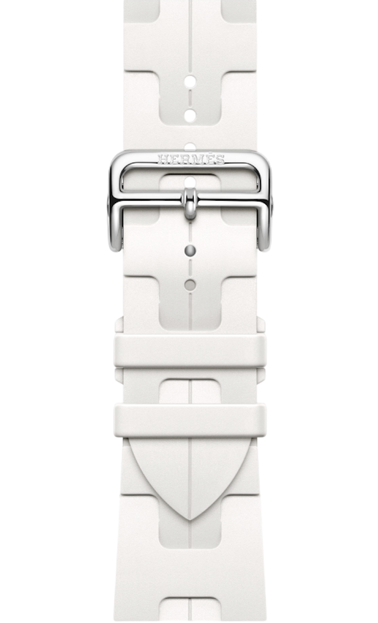 Apple Watch Hermes Series 11 GPS 46mm, Silver Titanium Case Blanc Single Tour Deployment Buckle Kilim Strap