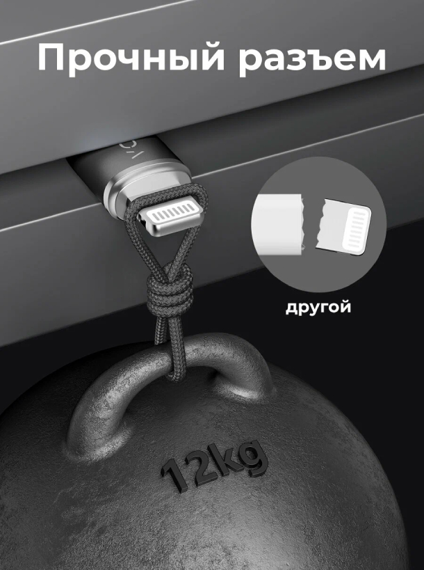 Кабель USB2.0 AL312 VOLTME RUGG USB A+Lighting 3A 30 Вт 1.2м 30W, Нейлон, Черный Кабель USB2.0 AL312 VOLTME RUGG USB A+Lighting 3A 30 Вт 1.2м 30W, Нейлон, Черный